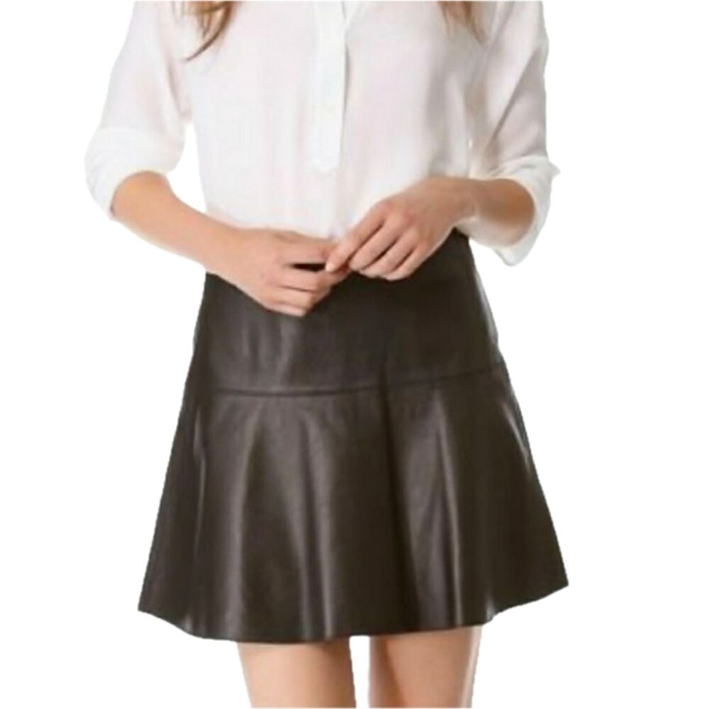 Banana Republic Leather Fit & Flare Black Mini Skirt, Sold Out Online, Size 6